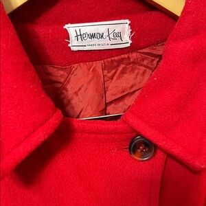 Herman Kay Wool Vintage Red Double-Breasted Coat